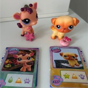 Littlest Pet Shop Orange and Pink Figures with Cards